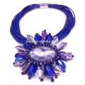 Fashion Luxury Blue Big Bold Bling Bling Crystal Statement Necklace